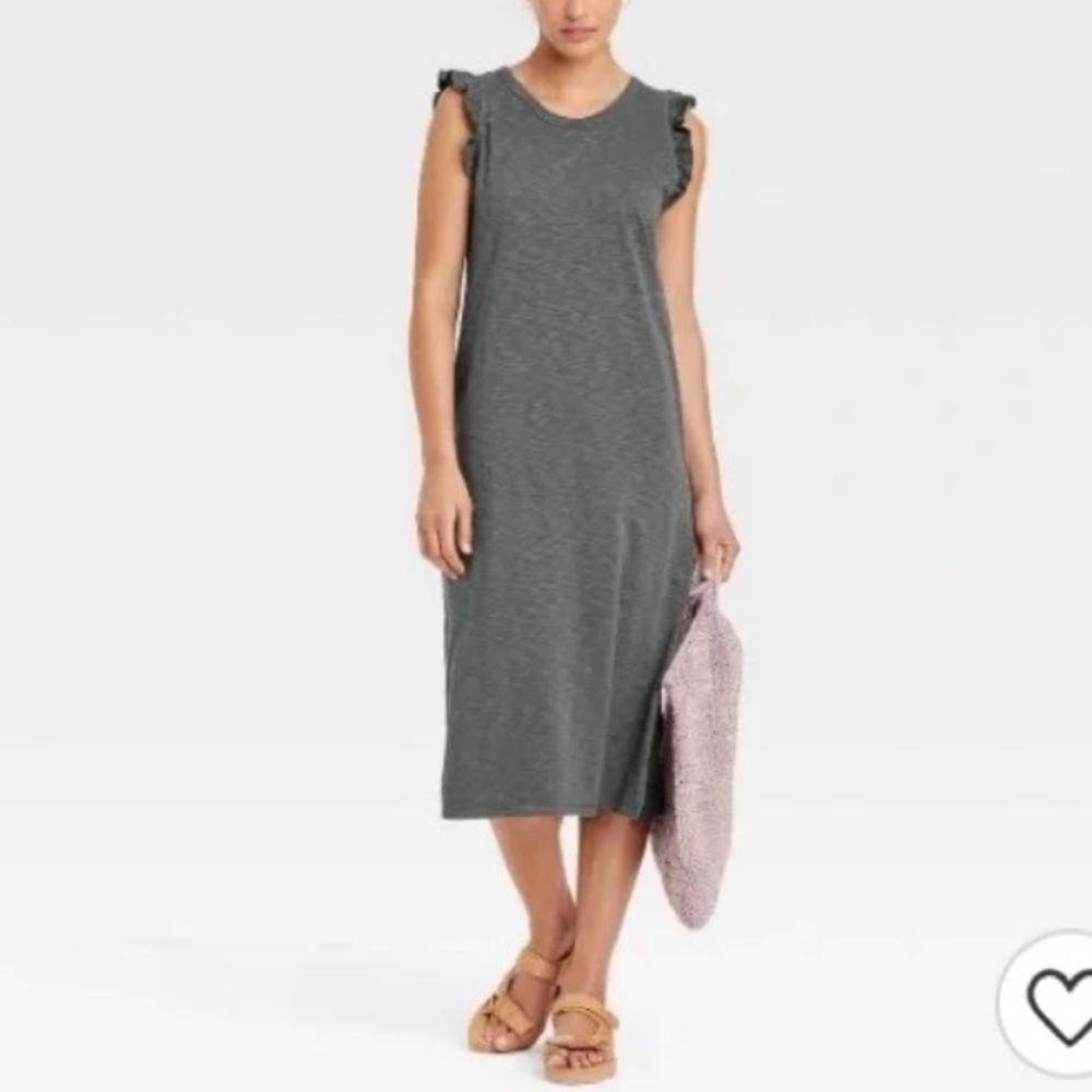 (M)- Universal Thread Women's Ruffle Tank Dress - Gray